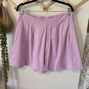 Banana Republic Pink Lavender Linen Shorts M Purple Pleated High Rise